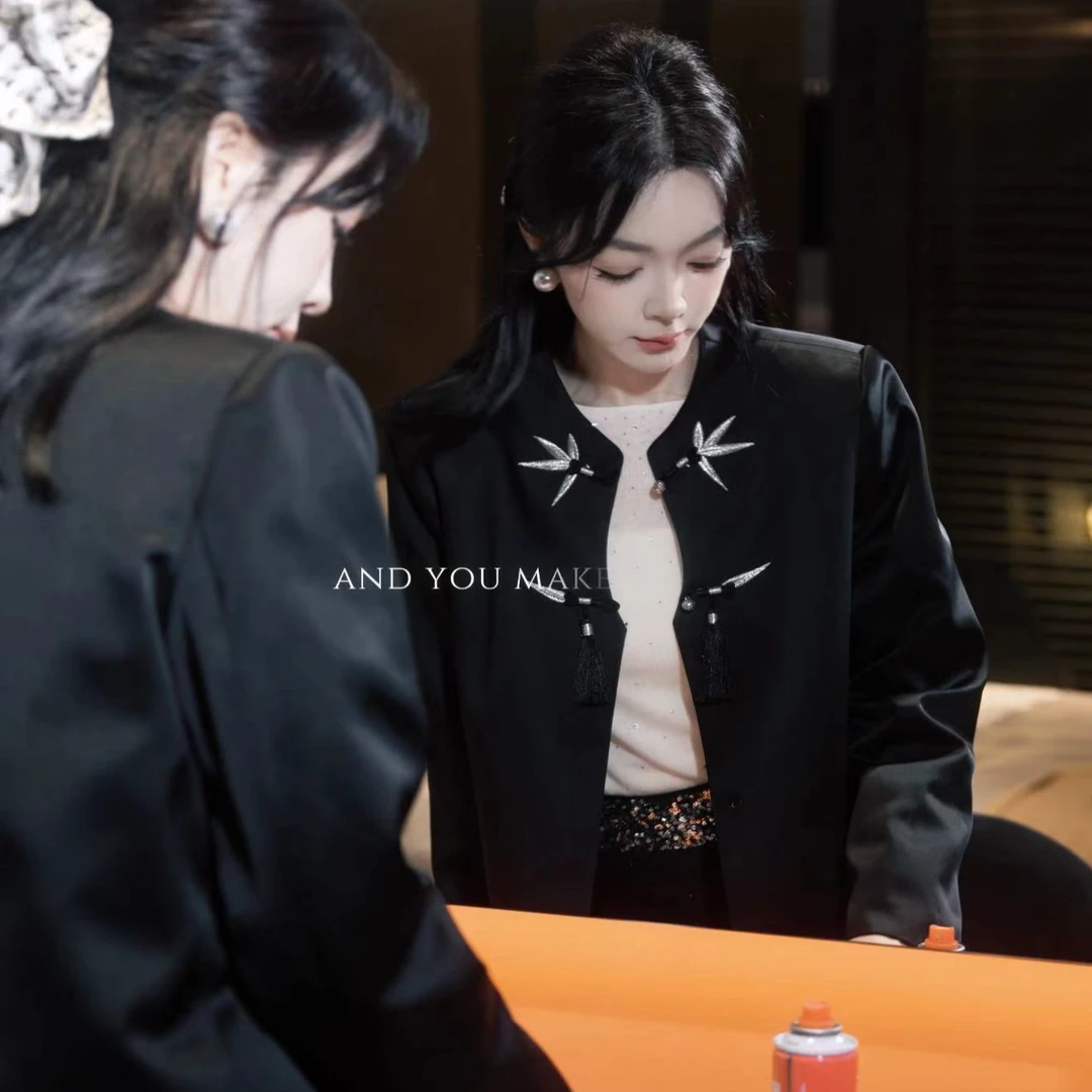 MIERSEOUR黑l金系列【淡雅竹韵】高级感中式轻薄羽绒外套66090