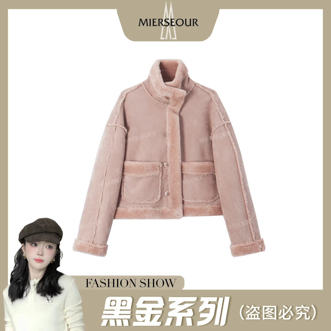 MIERSEOUR黑l金系列【北欧季】冬季新款复古风双面毛绒外套8685223