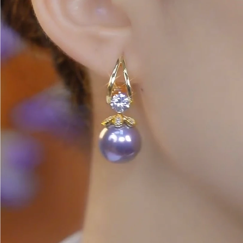 铜合金耳饰 239【紫逸霜绒】百搭耳环女高级感气质显女人味耳饰高货