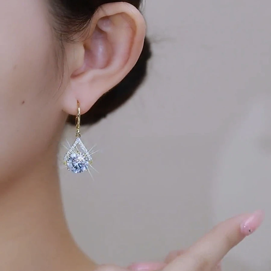 铜合金合成锆石耳饰 51【美人泪】耳扣女人味耳环气质轻奢时尚耳饰