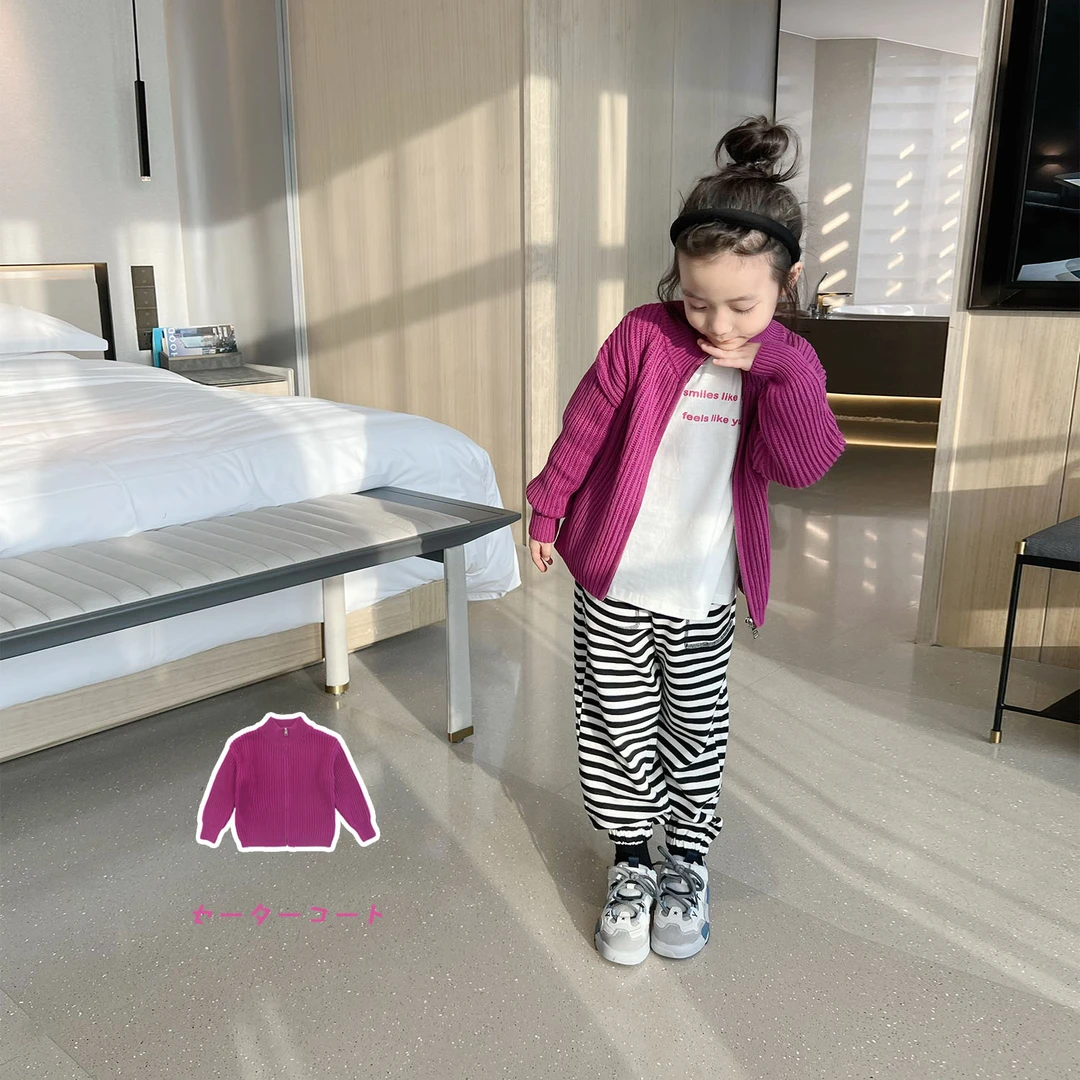 童良品 | 女童长袖毛衣冬装加厚儿童日系圆领梅子色针织衫