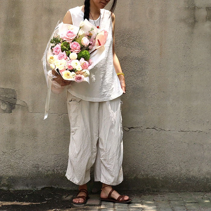 套装百搭白色条纹天丝苎麻休闲复古夏季打底背心之第163个故事~