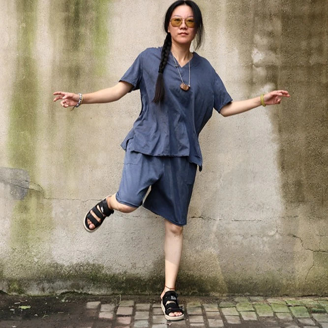 闲聊出品植物染桑蚕丝针织休闲夏季套装之第37个故事~