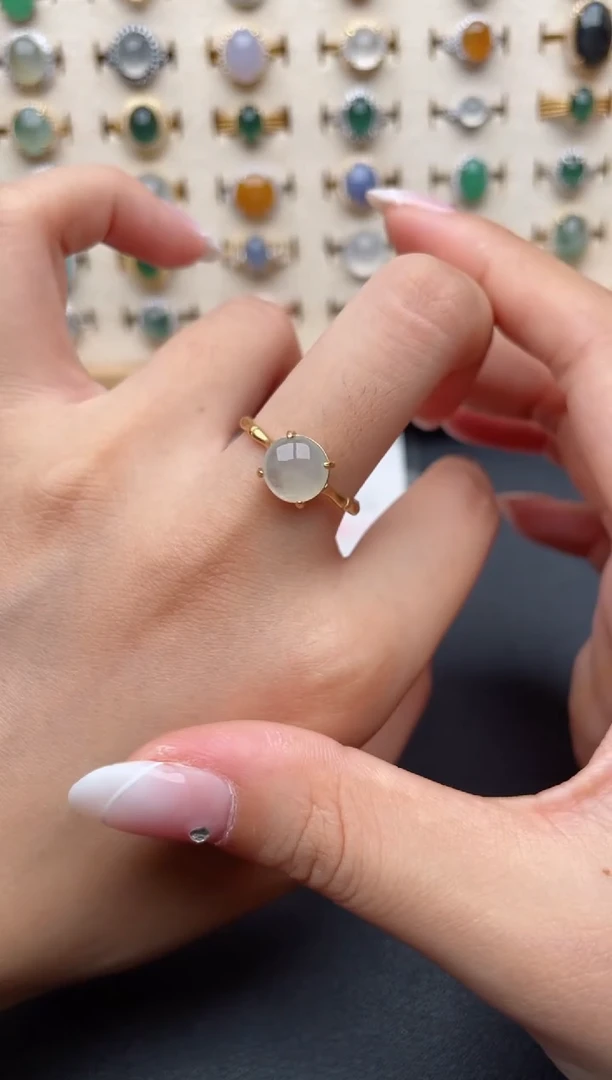 【闪购商品】翡翠戒指银S925镶嵌一物一证一礼盒