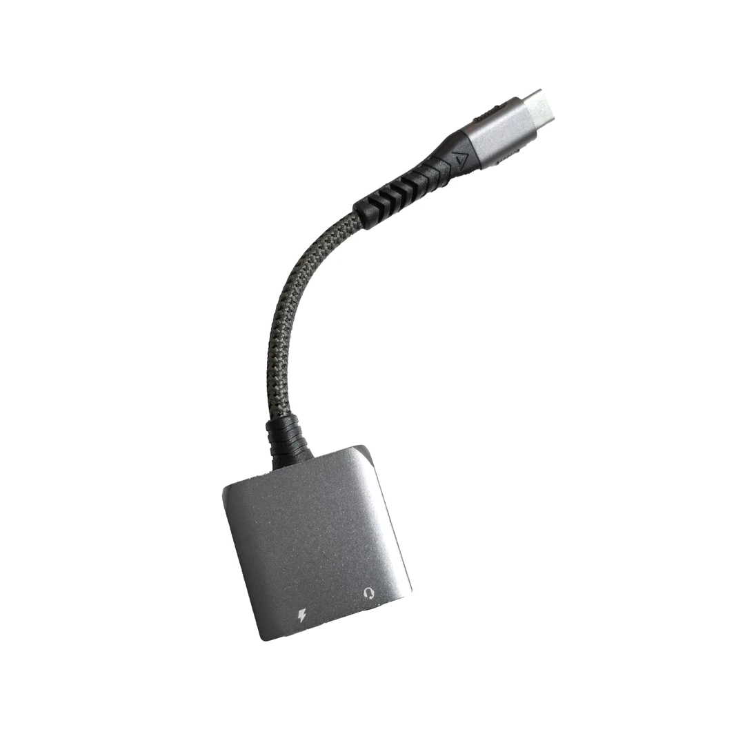 Type-C转3.5mm音频转接头 +Type-C充电口 二合一 方型款转换头