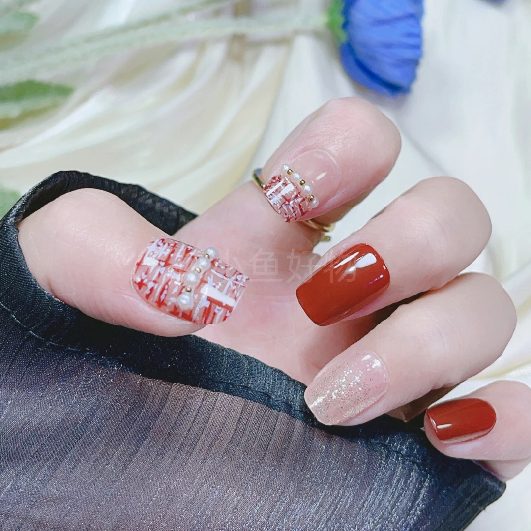 （短款）2024年高级感显白美甲假指甲穿戴甲穿戴美甲可拆卸美甲片