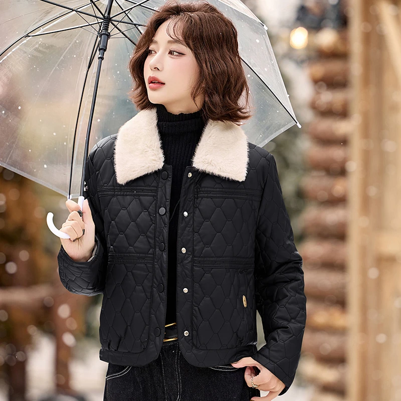 加绒加厚皮衣女2025新款高级感秋冬修身高档短款小个子毛领皮夹克