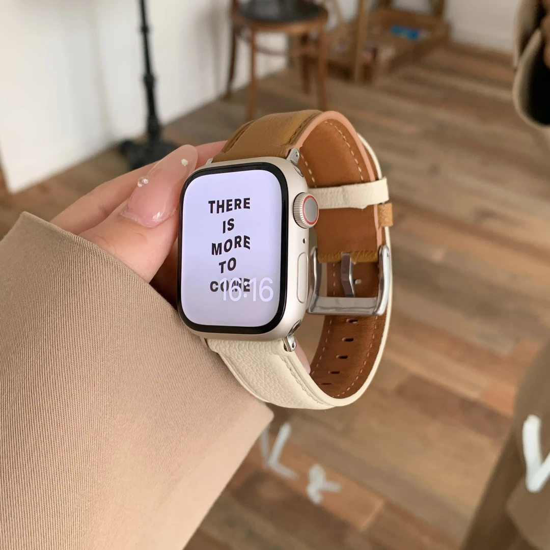 soko荔枝纹小羊皮适用于applewatch 8代7654代SE新款皮质表带
