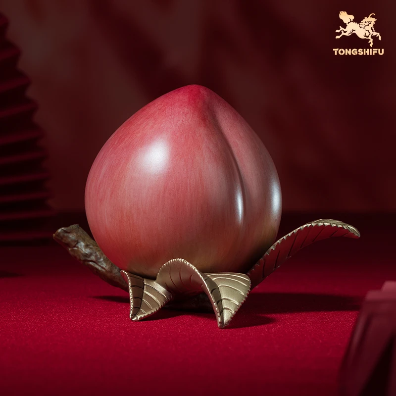 铜师傅《仙桃》客厅桌面寿桃铜摆件 家居装饰工艺品