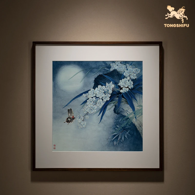 铜师傅《清花自香》手工錾刻铜雕画 客厅书房玄关装饰画 精美背景画