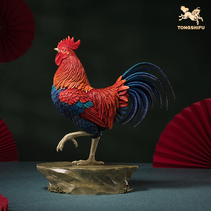 铜师傅《大鸡大利》客厅办公室桌面铜公鸡摆件 中式家居装饰工艺品