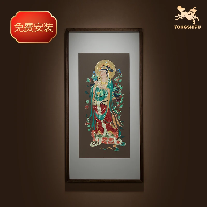 铜师傅《观世音菩萨》手工錾刻 铜雕画 客厅装饰画 玄关画 背景画