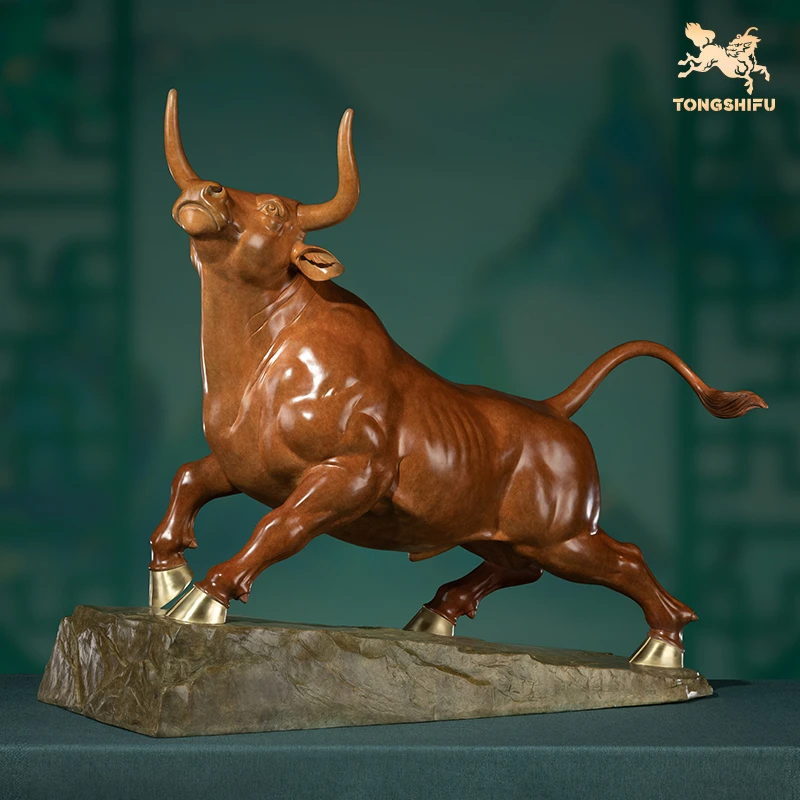 铜师傅 《大劲牛》玄关桌面铜摆件 家居装饰工艺品