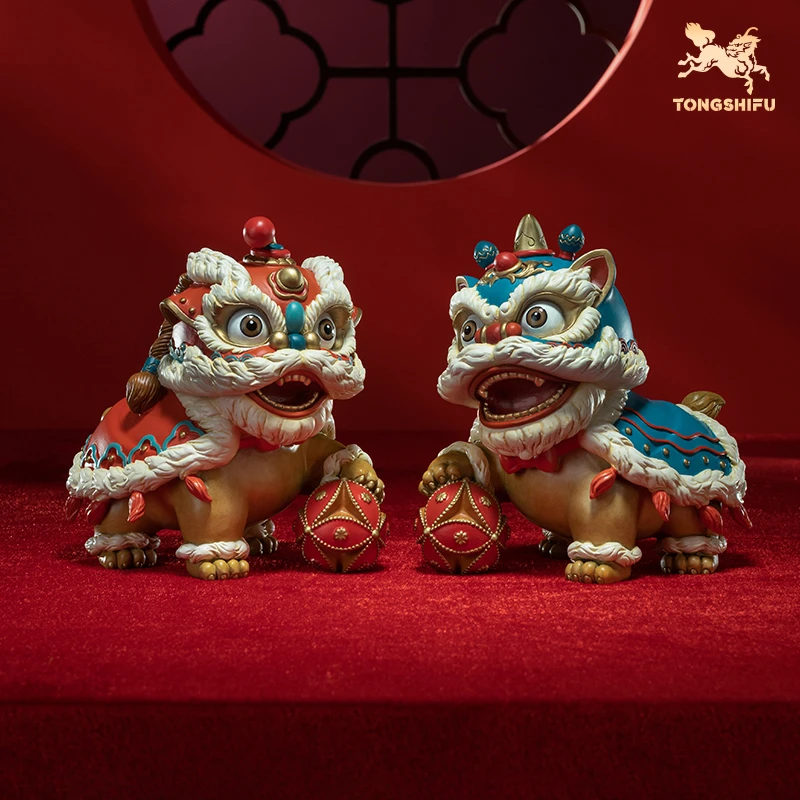 铜师傅《狮舞吉祥》国潮醒狮桌面摆件 家居装饰工艺品