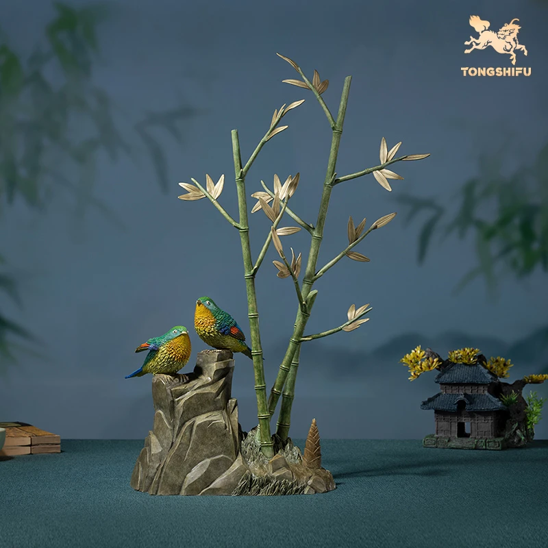 铜师傅 《竹报平安》客厅桌面铜摆件 家居装饰工艺品