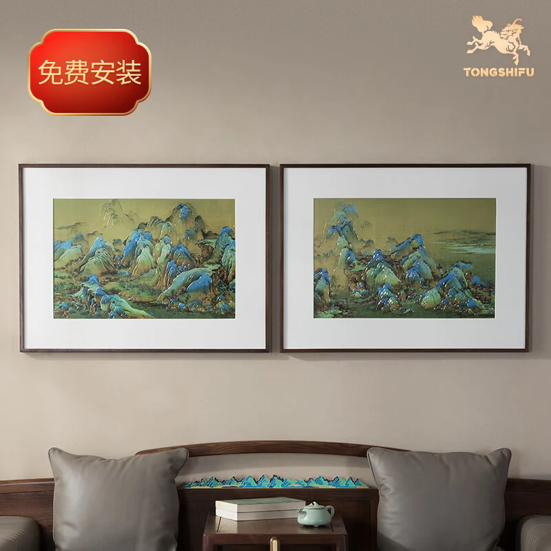 铜师傅《千里江山长方形》手工錾刻铜雕画玄关装饰画千里江山图挂画