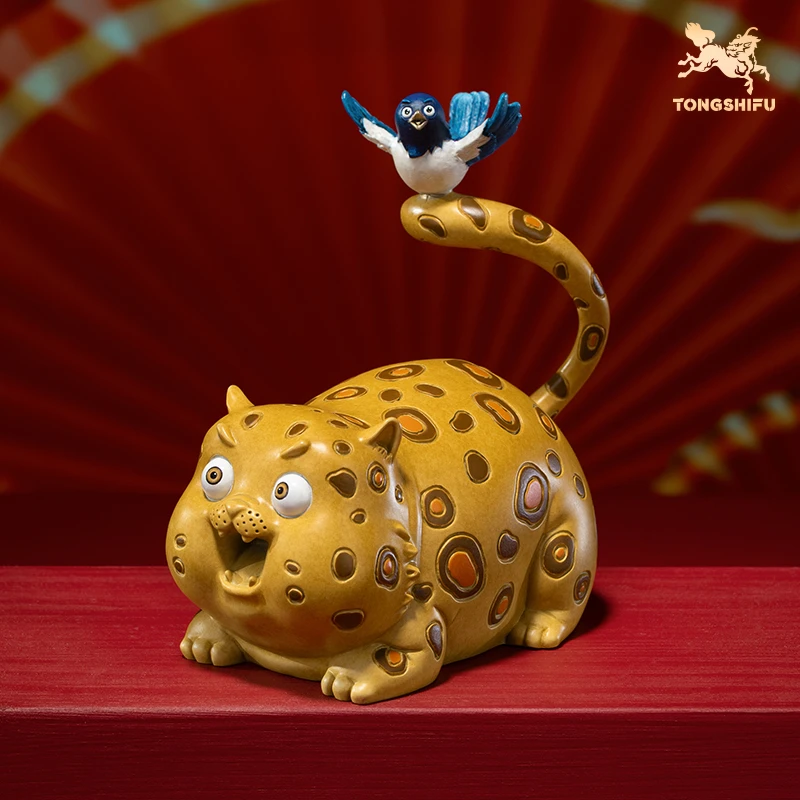 铜师傅 《喜报连连》客厅桌面铜豹摆件  家居装饰工艺品