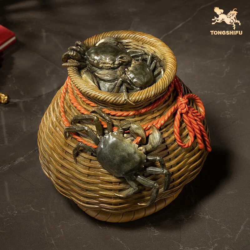 铜师傅《螃蟹满篓》铜摆件 铜工艺品 家居工艺品客厅装饰品摆件摆设