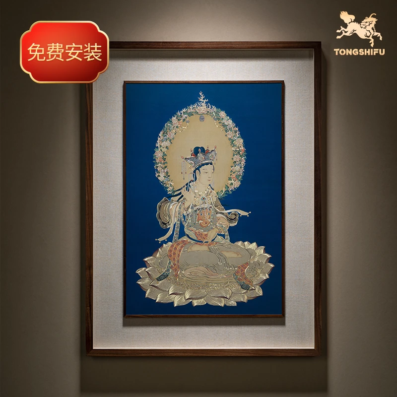 铜师傅《清代 丁观鹏 莲座文殊像》 手工錾刻 铜雕画 装饰画 壁画