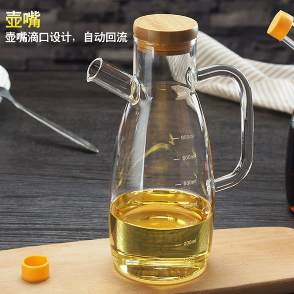 油壶玻璃防漏大号厨房醋壶酱油瓶650毫升