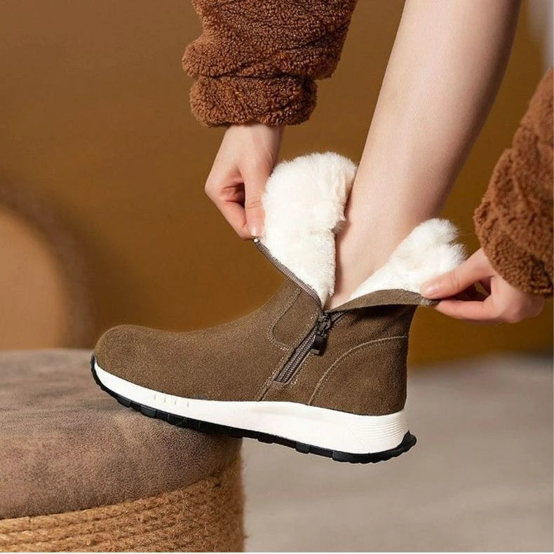 倪雅姿女鞋加厚雪地短筒新款冬季短靴防滑加绒时尚百搭保暖高帮鞋