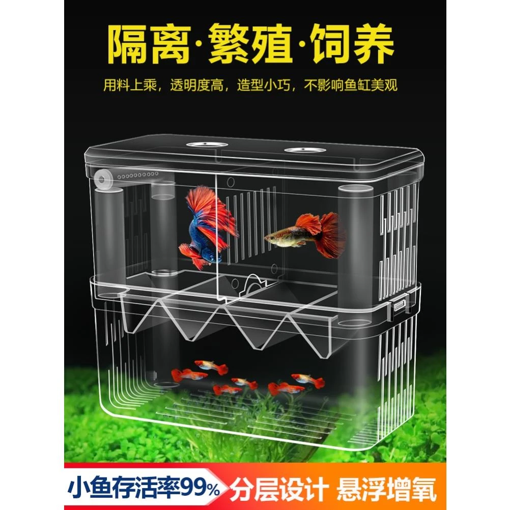 水泵隔离仓鱼缸隔离盒小型鱼盒箱繁殖盒水族饲养箱分离箱孔雀箱