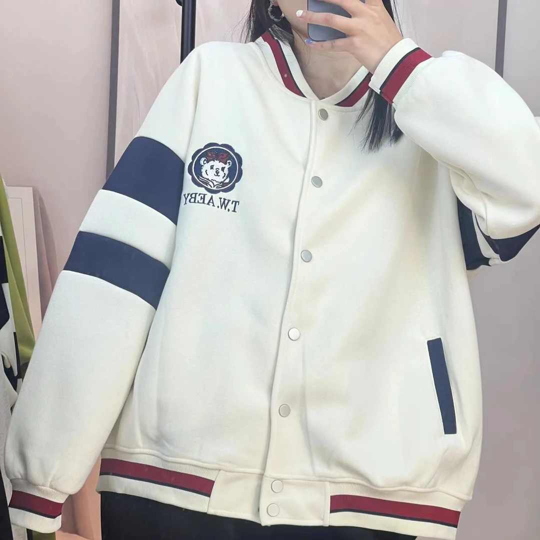 24上新秋冬款外套加厚美式拼接色