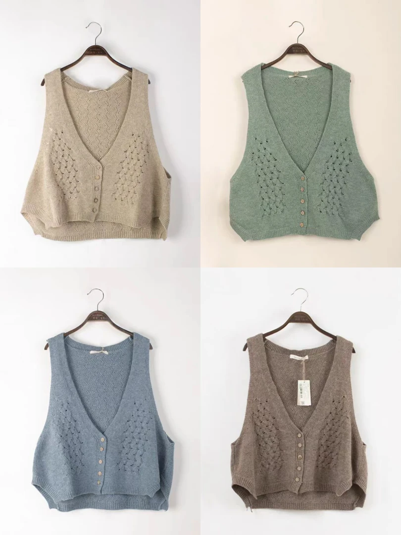 【休闲文艺女装】春秋百搭排扣马甲女士