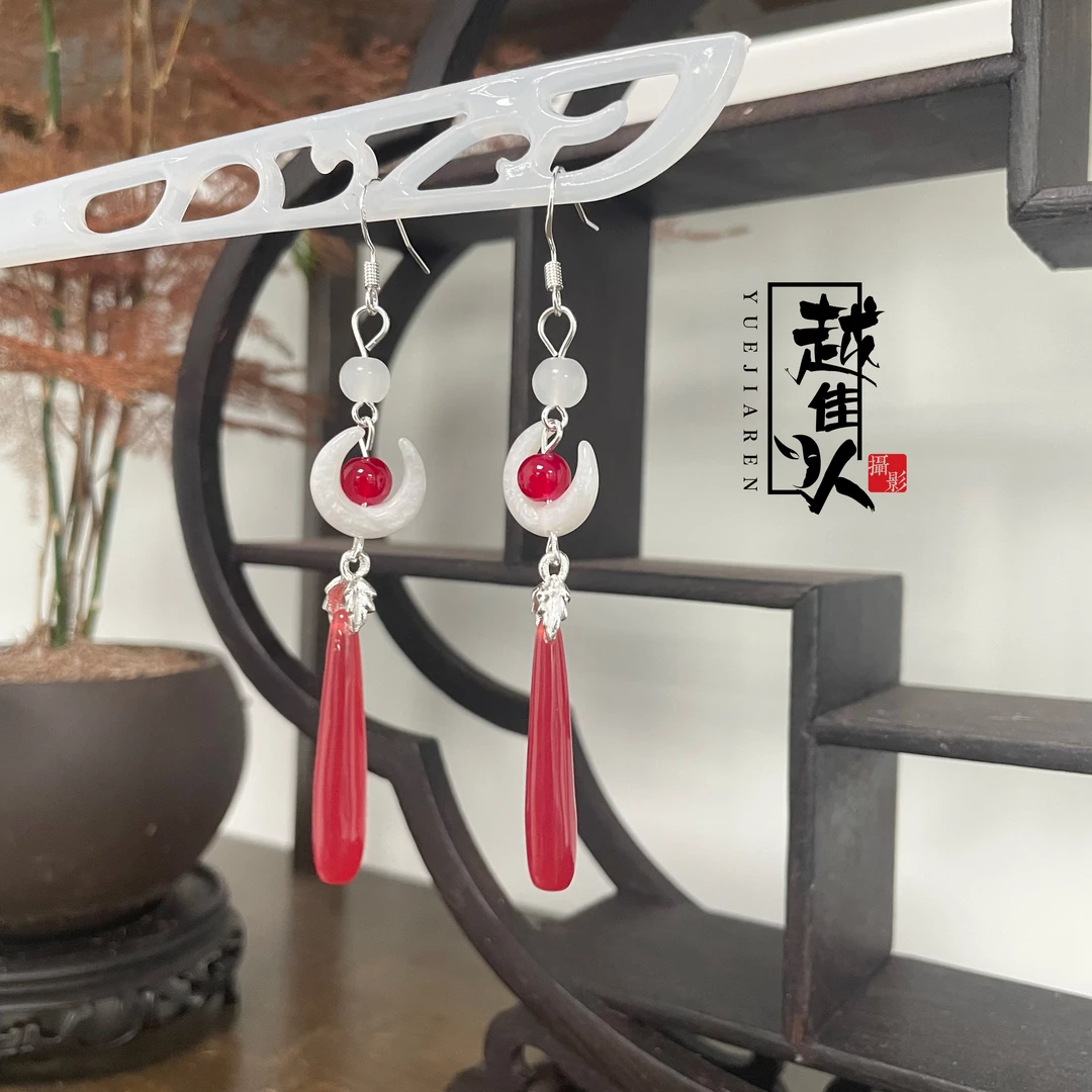 【月升沧海】古风配饰中长款水滴形复古气质配色清新