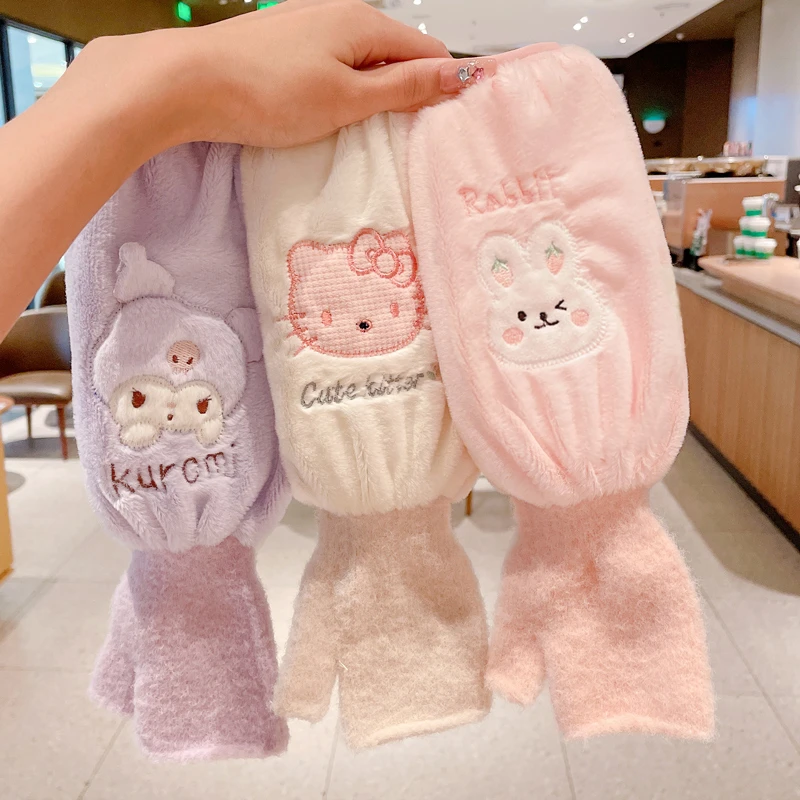 2024新款秋冬成人儿童袖套加长款女款学生保暖防脏手套袖套二合一