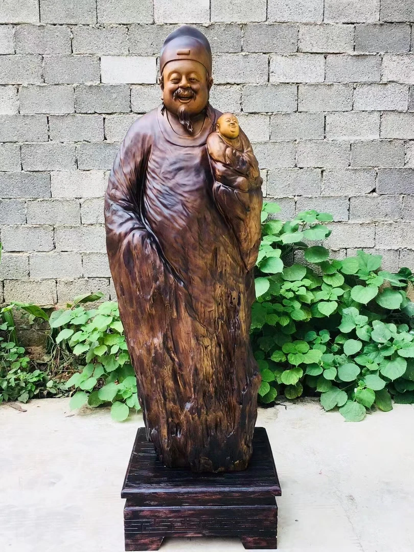 缅甸楠木脱骨老料《福星爷》尺寸长65宽56总高198公分(底座25)