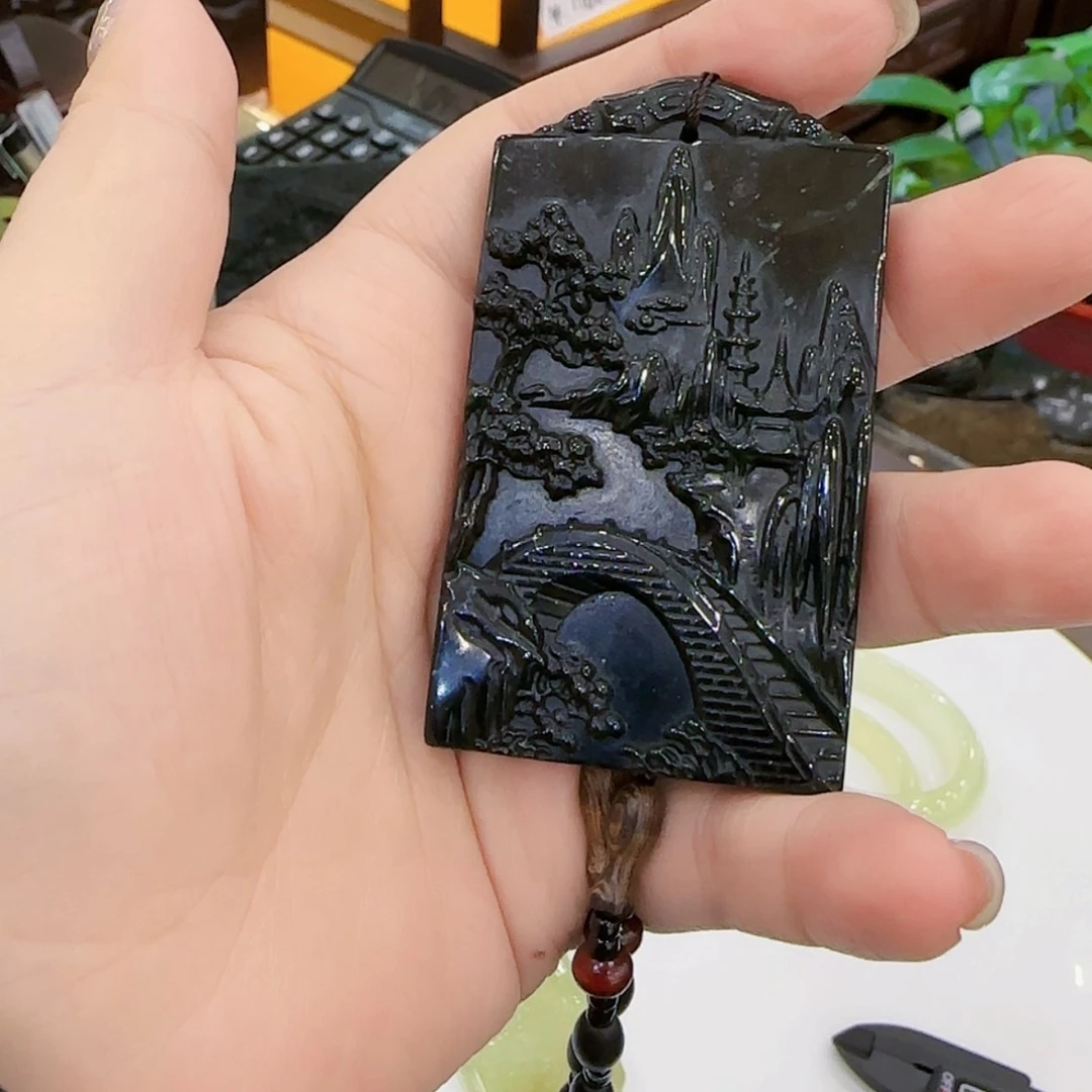 【闪购商品】蛇纹石玉吊坠合金风*头