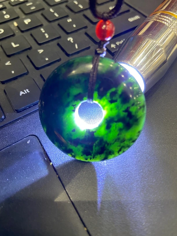 天然水墨翠玉平安扣 平平安安吊坠项链