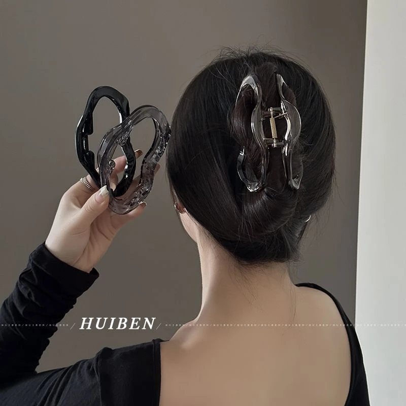 发量多必入!巨能抓大号抓夹液态线条高级感发夹女后脑勺鲨鱼夹子