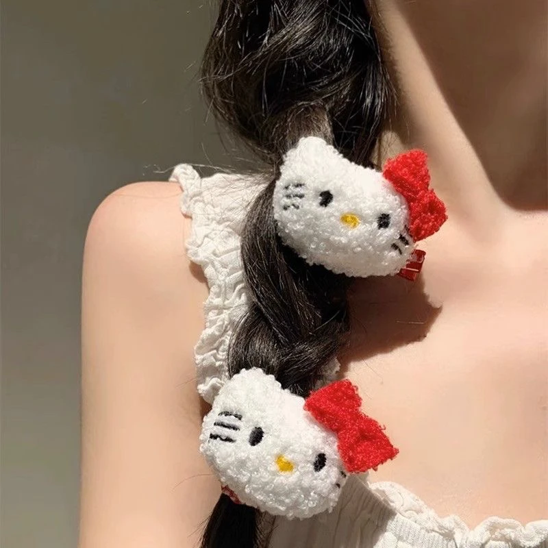 卡通凯蒂猫可爱毛绒前额夹刘海碎发夹子小边夹发饰手工网红发饰