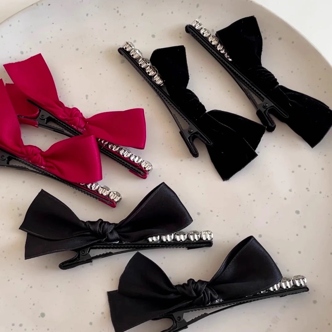 公主头黑色蝴蝶结侧边夹女精致高级感后脑勺发夹刘海头饰一字发饰