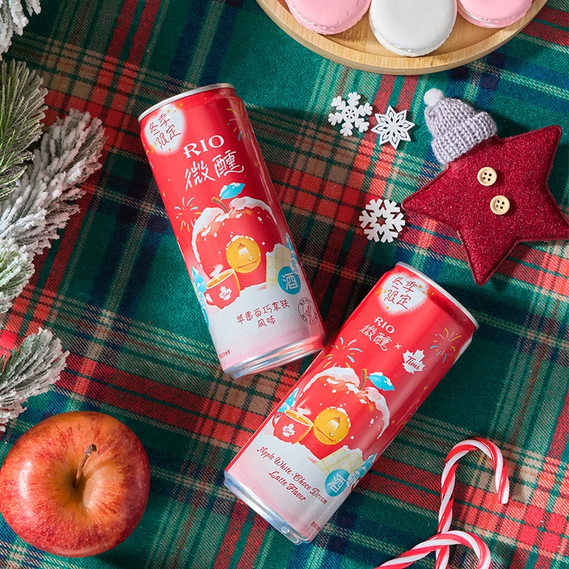 RIO/锐澳新品微醺限定苹果白巧拿铁晚安小酒330ml圣诞节限定包装
