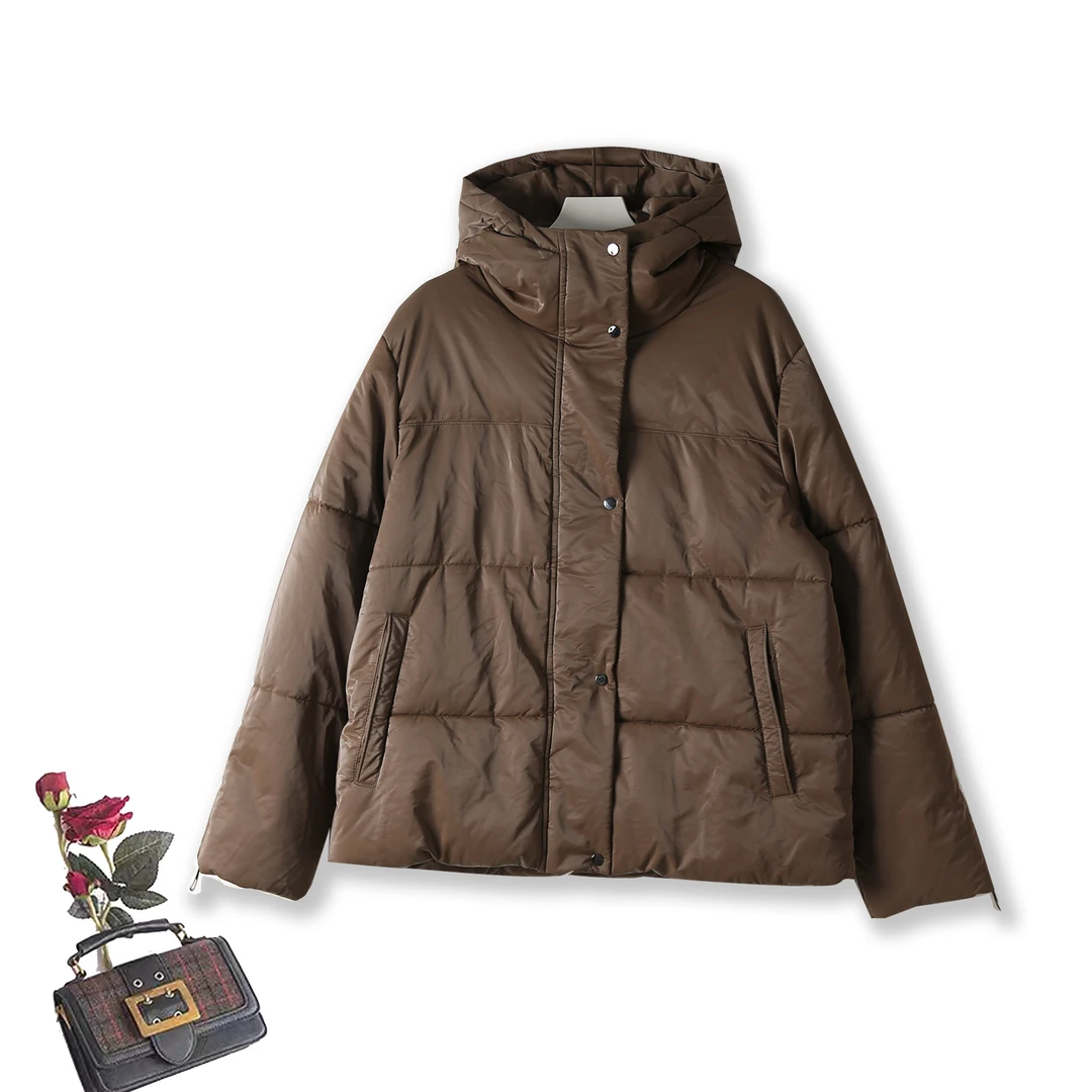 时尚连帽百搭休闲韩版简约时尚冬季宽松保暖棉服女士秋冬款3W389