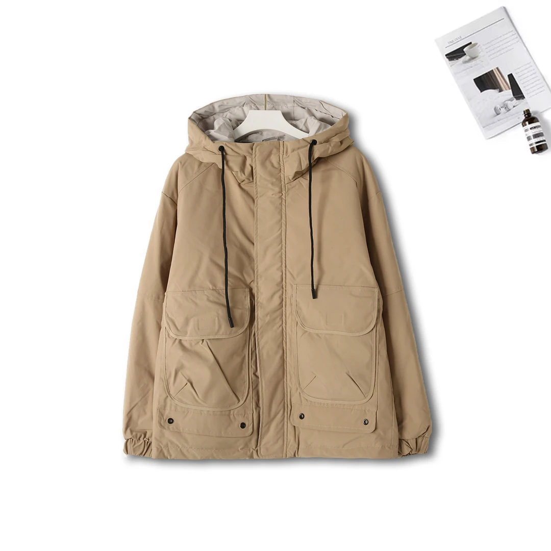 简约冬季新款潮流情侣款工装冲锋衣羽绒服百搭时尚保暖外套6W665