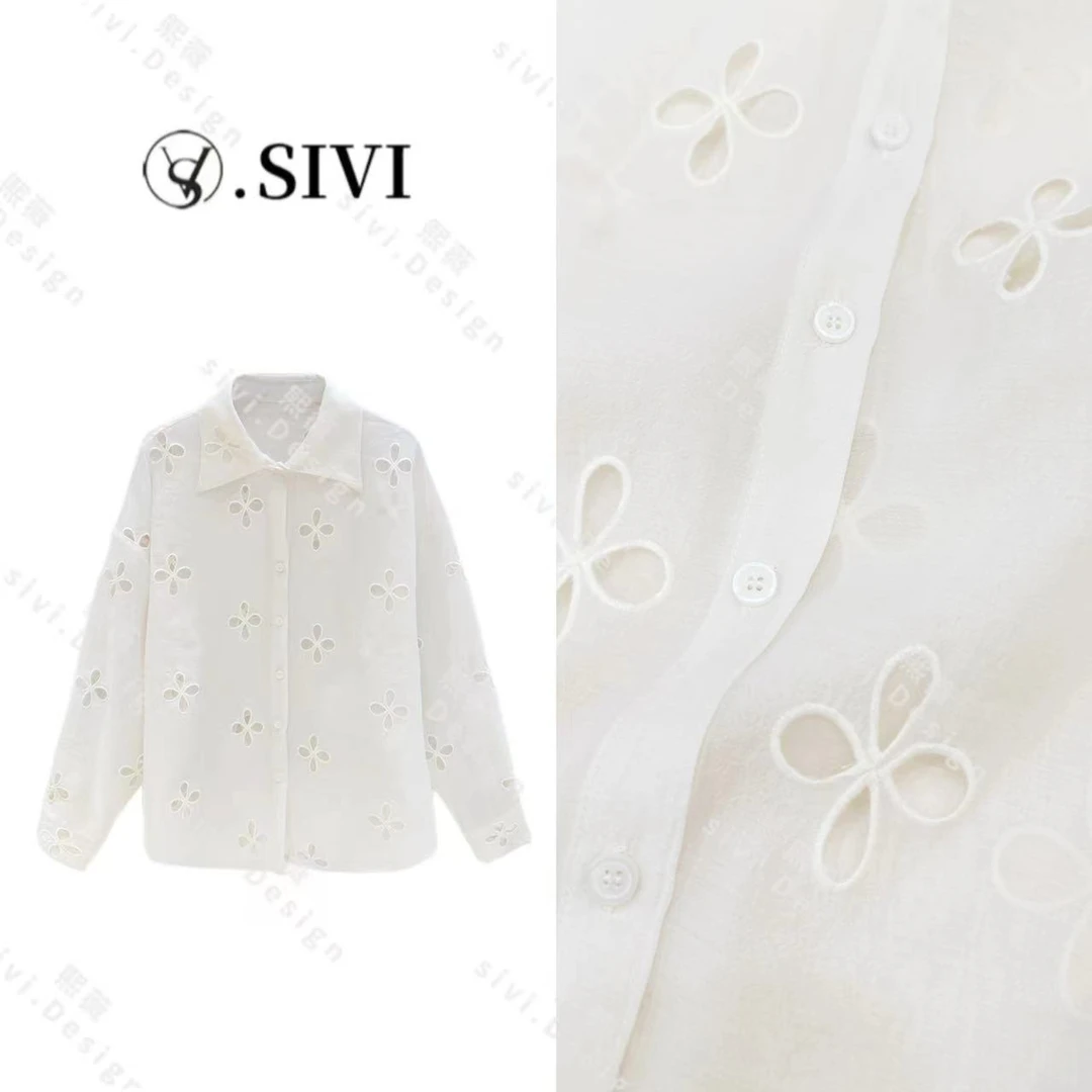 【熙薇品牌】度假防晒重工刺绣衬衣【穿花刺锦】2024夏季新款F3864