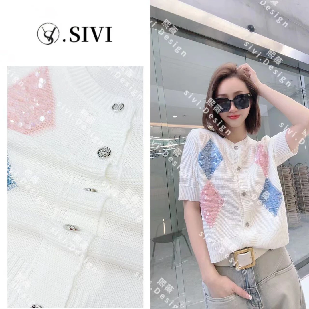 SIVI【半亩方塘】2024春季新款气质百搭休闲设计款毛衣开衫F3304