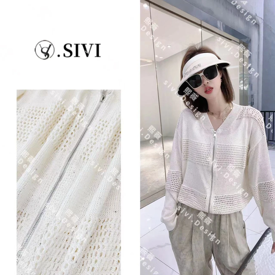 【熙薇品牌】设计师【柔情旋律】2024夏季新款百搭防晒毛衣开衫F3623