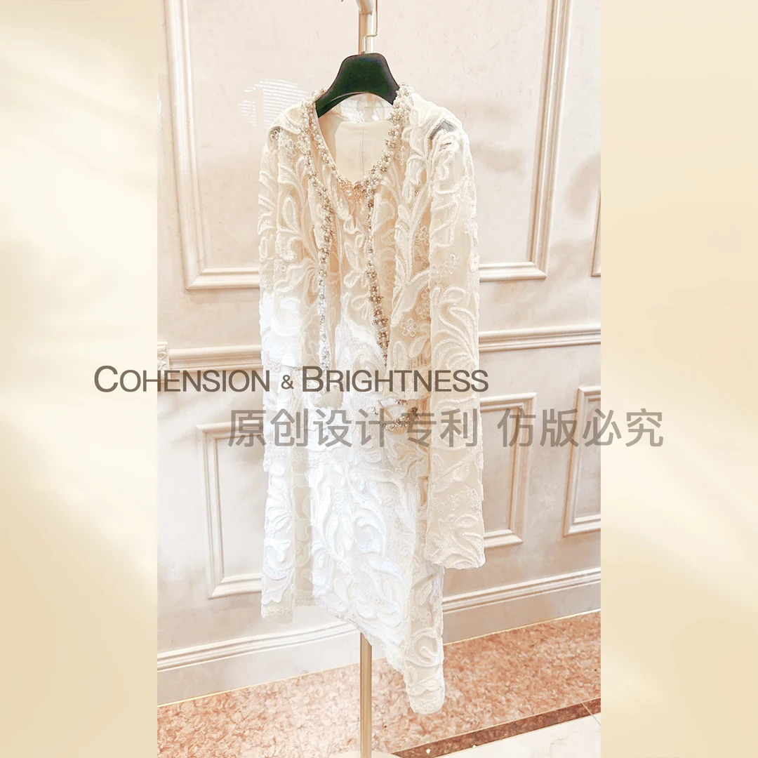 凝慧真的好【白茶名媛】镂空立体提花重工小香风套装TP192