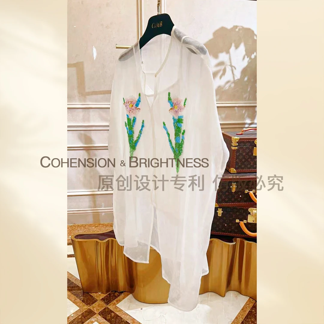 凝慧真的好【阔形日常】春夏桑蚕丝简约钉钻百搭薄款衬衫CP088