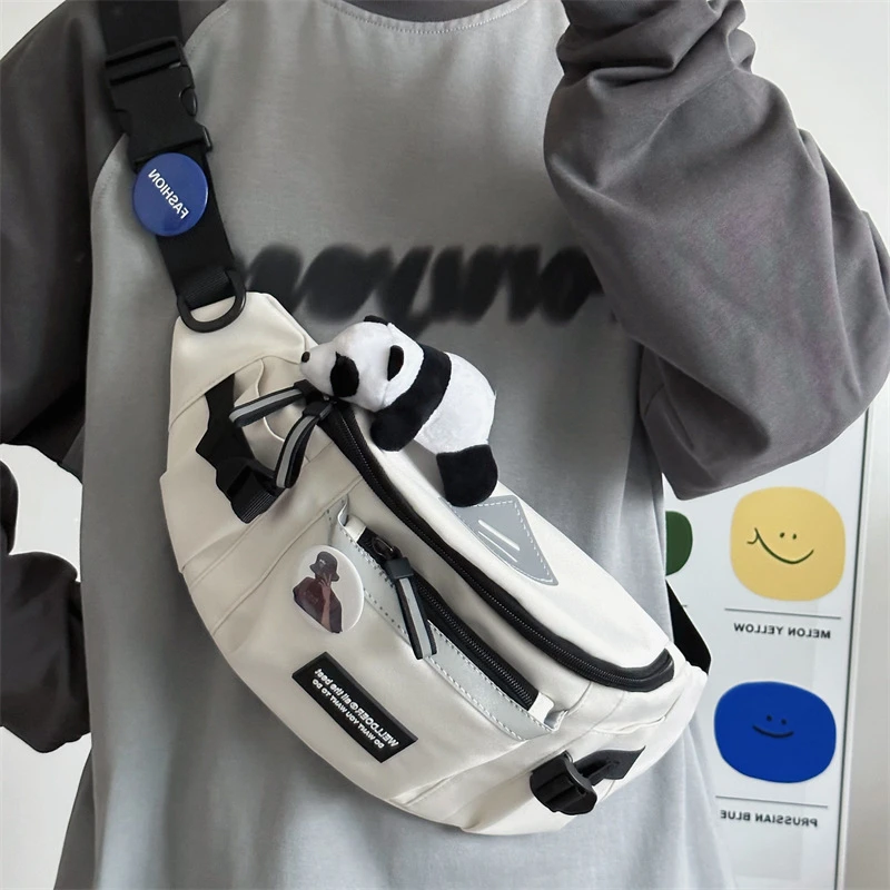 点砚胸包男日系原宿工装风运动斜挎包潮牌大容量百搭学生骑行腰包