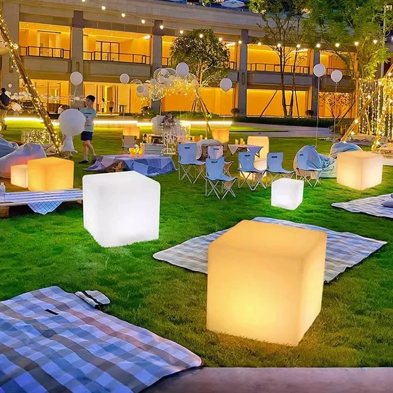 装饰室内发光灯立方体落地灯太阳能庭院草坪灯露营氛围灯落地灯