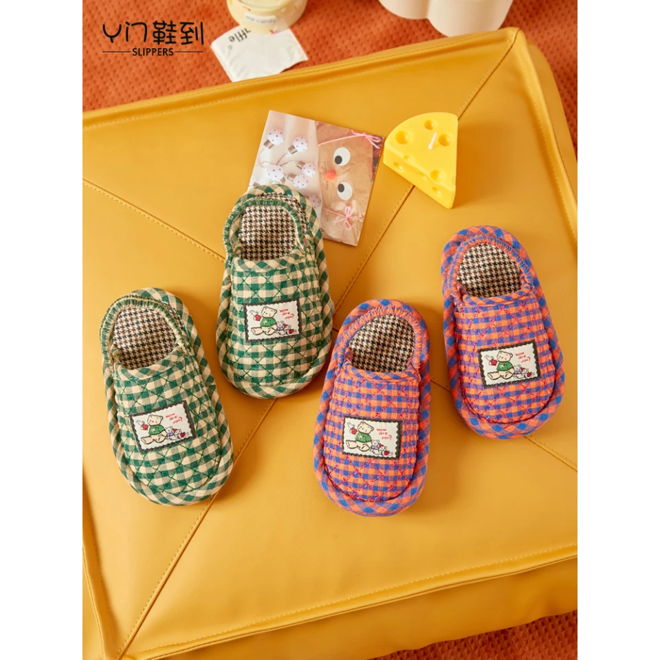 新款室内包头静音学步鞋春秋男女宝宝卡通纯棉居家布拖鞋家居拖鞋