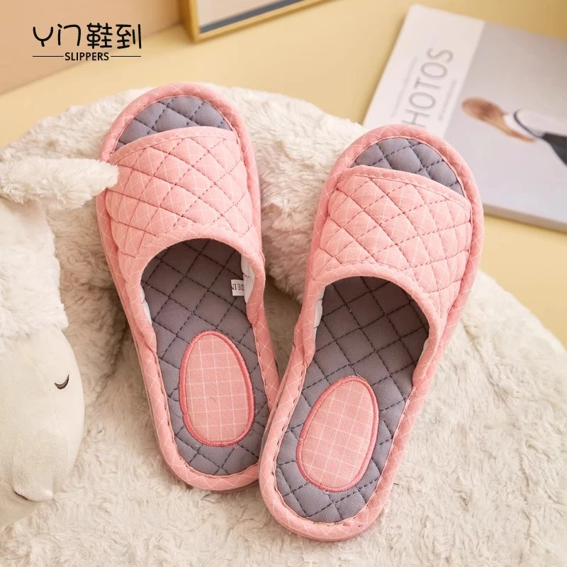 纯棉布艺月子鞋秋冬季拖鞋女春秋静音地板防滑布拖鞋家居居家拖鞋