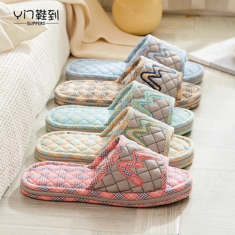 纯棉布艺秋冬季情侣拖鞋女春秋新款家居居家地板拖布拖鞋家居拖鞋