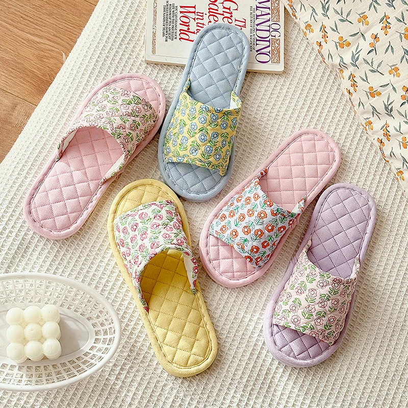 新款韩版碎花软底布夏天女春夏秋居家防滑透气布底布拖鞋家居拖鞋